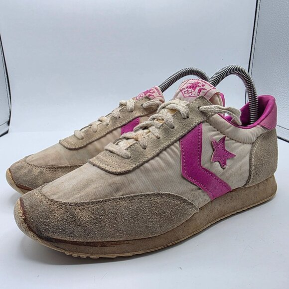 Vintage 80's Converse Womens Size 5.5 Beige Pink Sneaker Shoes Sports Walking - Picture 4 of 13